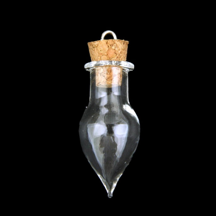 Crofta 10 Glass Cork Bottles Tear Drop Jars Vial Wishing Bottle DIY Pendants Charms