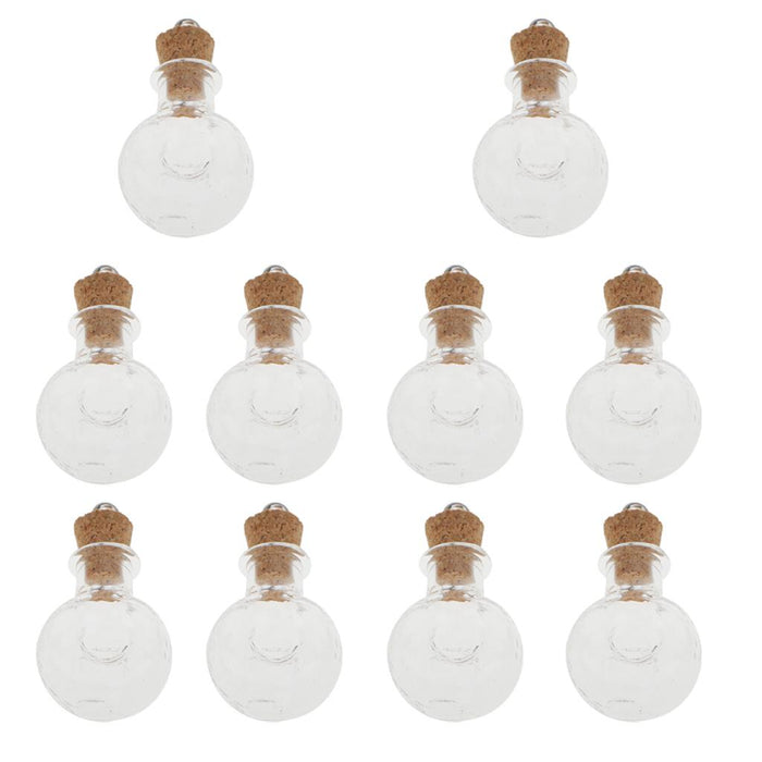 Crofta 10 Glass Cork Bottle XO Winebottle Jars Vials Wishing Bottles DIY Pendants