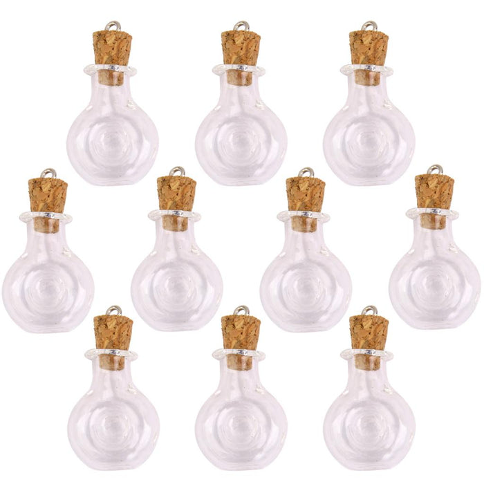 Crofta 10 Glass Cork Bottle XO Winebottle Jars Vials Wishing Bottles DIY Pendants