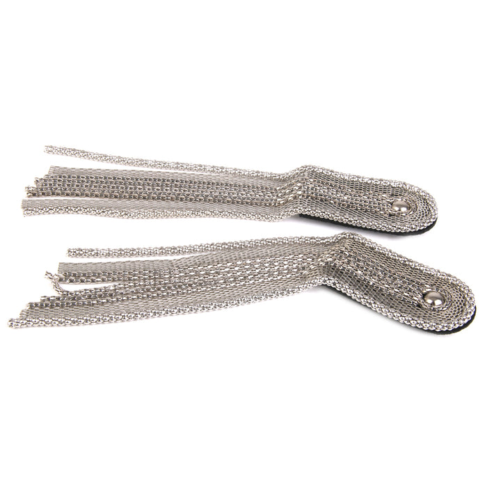 Crofta 1 Pair Silver Long Tassel Link Chain Costume Epaulet Shoulder Boards Badge