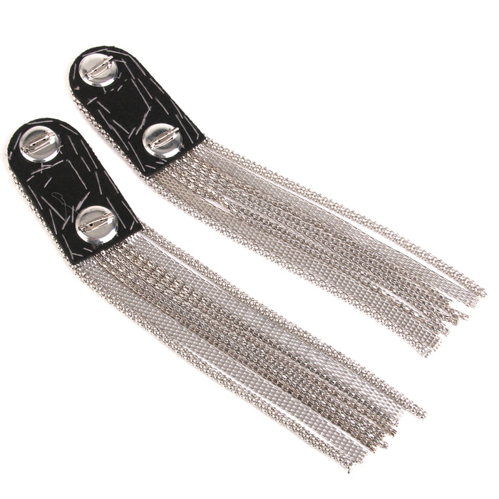 Crofta 1 Pair Silver Long Tassel Link Chain Costume Epaulet Shoulder Boards Badge