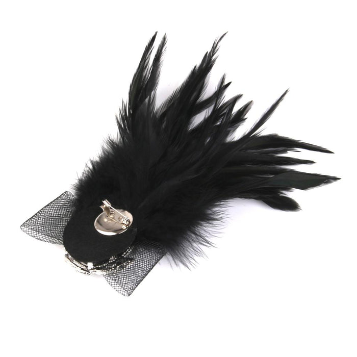 Crofta Women Feather Rhinestone Crystal Brooches Brooch Pin Costume Fancy Party