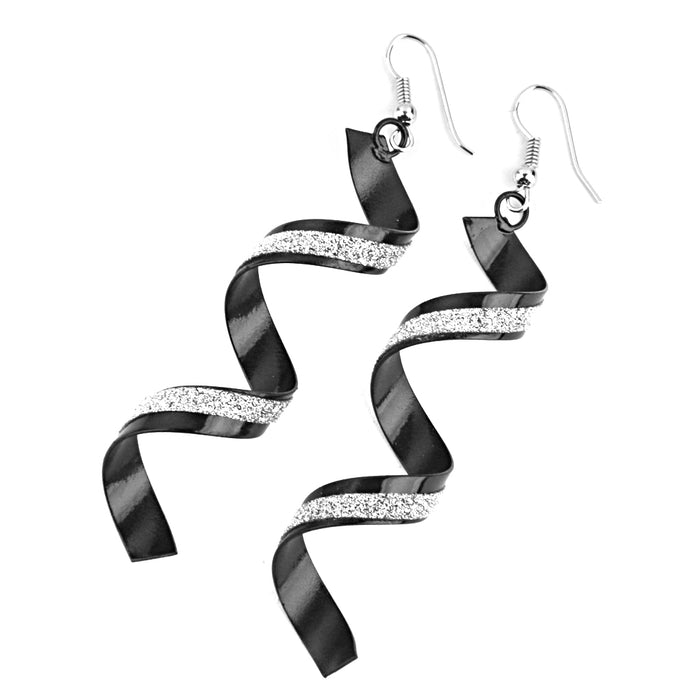 Crofta 1 Pair Fashion Women Lady Twisted Wire Frosted Dangle Earrings - Black