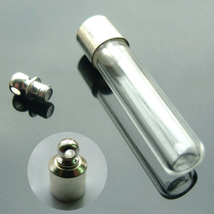 Crofta 10Pcs Mini Empty Glass Tube Bottles Pendant Charms Vials Wish Bottles