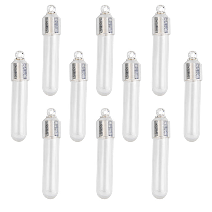 Crofta 10Pcs Mini Empty Glass Tube Bottles Pendant Charms Vials Wish Bottles