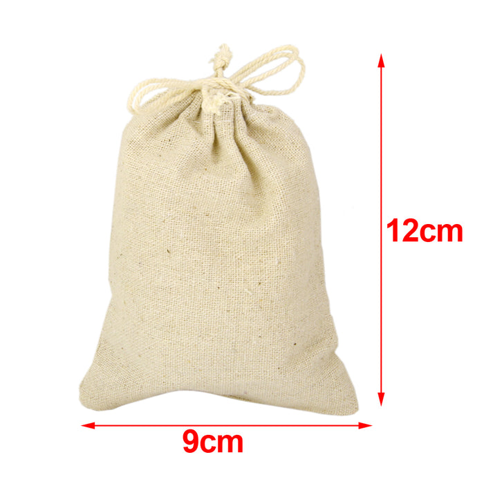 Crofta 10x Small Linen Jute Sack Jewelry Pouch Drawstring Gift Bags Wedding Favour