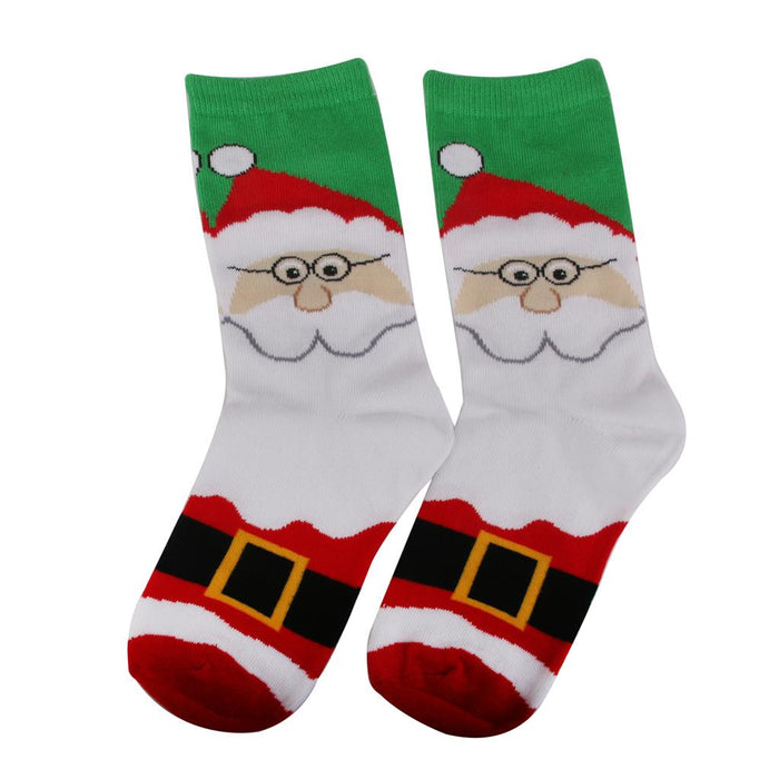 Crofta 1 Pair 80% Cotton Unisex Soft Winter Warm Christmas Style Santa Claus Pattern Crew Socks