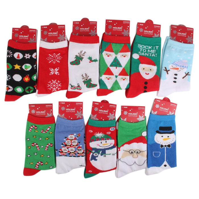 Crofta 1 Pair 80% Cotton Unisex Soft Autumn Winter Warm Christmas Tiny Umbrella Pattern Crew Socks Green