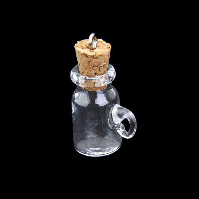 Crofta 10pcs Glass Cork Bottle Jars Vials Wishing Bottles DIY Pendant -cup shape