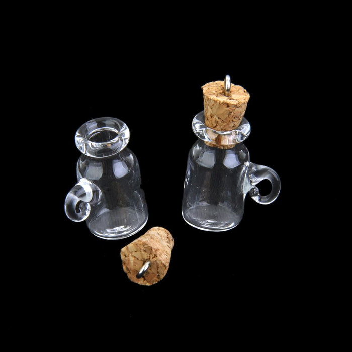 Crofta 10pcs Glass Cork Bottle Jars Vials Wishing Bottles DIY Pendant -cup shape