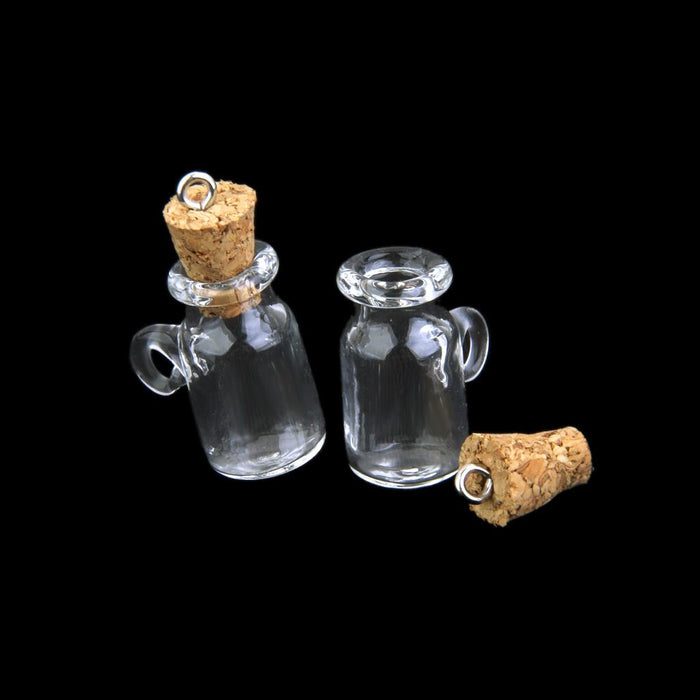 Crofta 10pcs Glass Cork Bottle Jars Vials Wishing Bottles DIY Pendant -cup shape