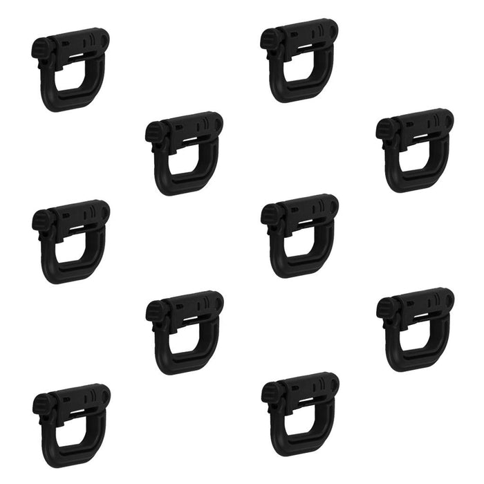 Crofta 10pcs D-ring tactical molle Locking webbing buckle carabiner - Black