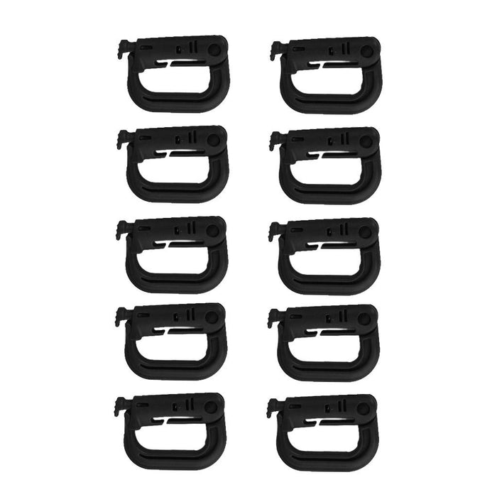 Crofta 10pcs D-ring tactical molle Locking webbing buckle carabiner - Black