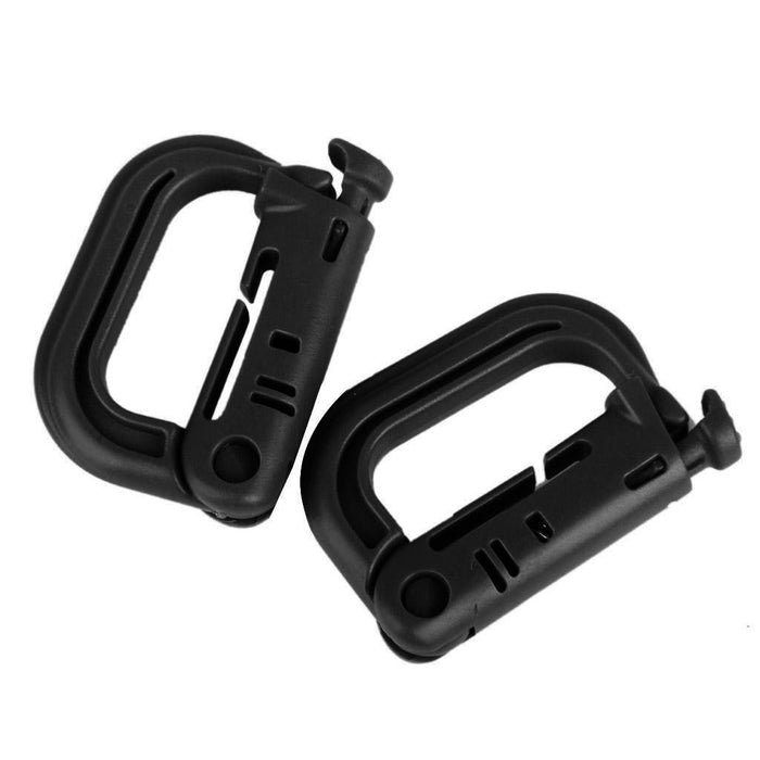 Crofta 10pcs D-ring tactical molle Locking webbing buckle carabiner - Black