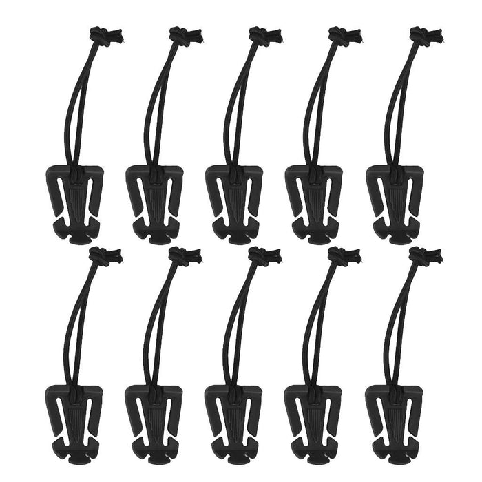 Crofta 10pcs Outdoor Molle Elastic Cord Webbing Hang Buckle Roll Clips Black