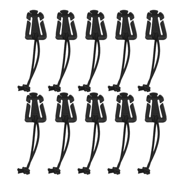 Crofta 10pcs Outdoor Molle Elastic Cord Webbing Hang Buckle Roll Clips Black