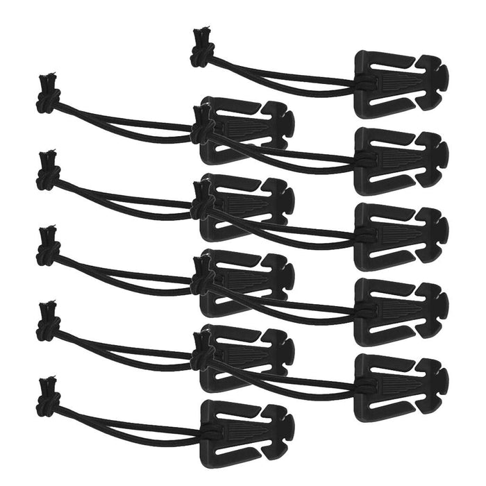 Crofta 10pcs Outdoor Molle Elastic Cord Webbing Hang Buckle Roll Clips Black