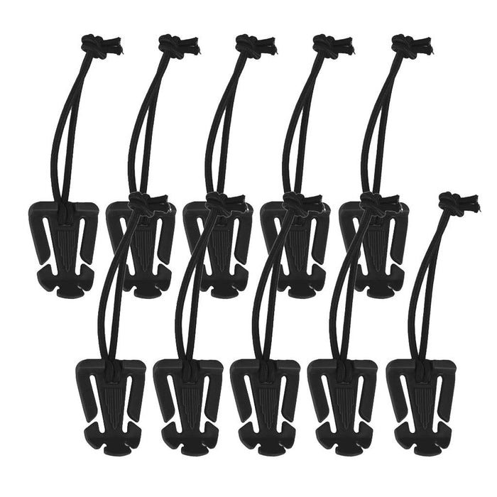 Crofta 10pcs Outdoor Molle Elastic Cord Webbing Hang Buckle Roll Clips Black