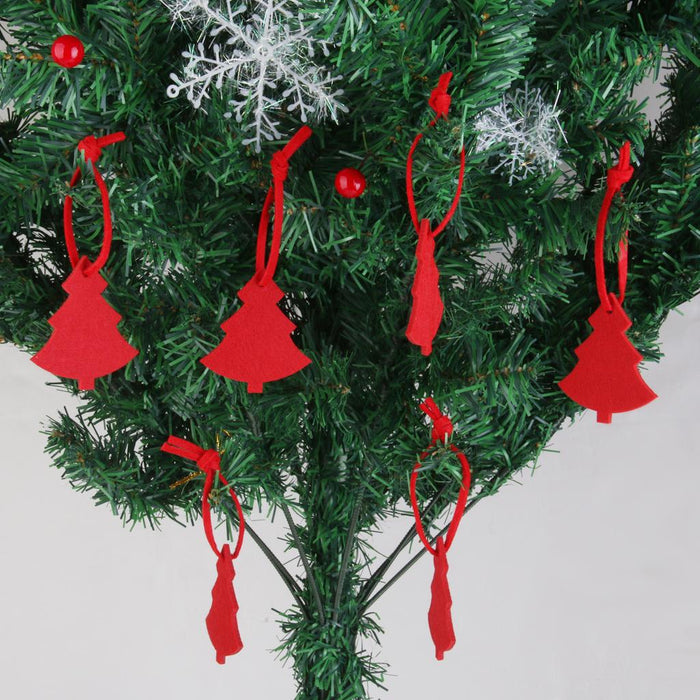 Crofta 10Pcs Xmas Tree Shape Felt Christmas Trees Ornament Decorative Hanger Red