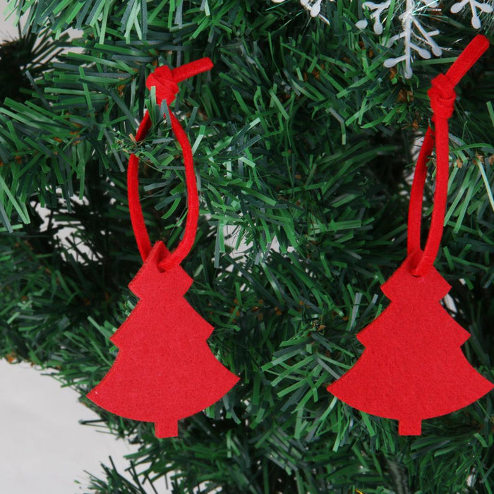 Crofta 10Pcs Xmas Tree Shape Felt Christmas Trees Ornament Decorative Hanger Red