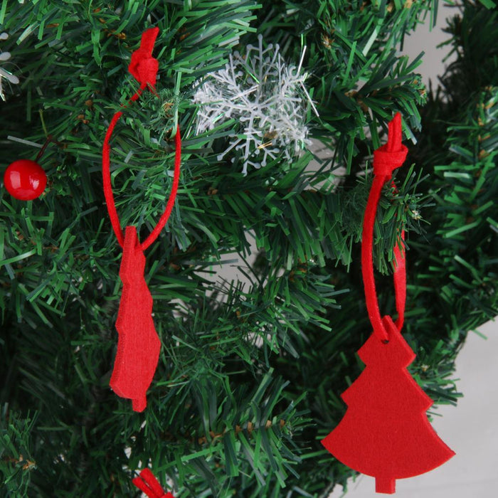 Crofta 10Pcs Xmas Tree Shape Felt Christmas Trees Ornament Decorative Hanger Red