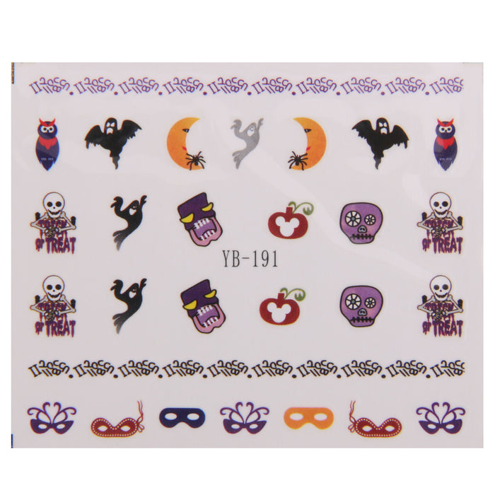 Crofta 1 Sheet 3D Mixed Halloween Design Nail Art Sticker Tips Manicure - A03