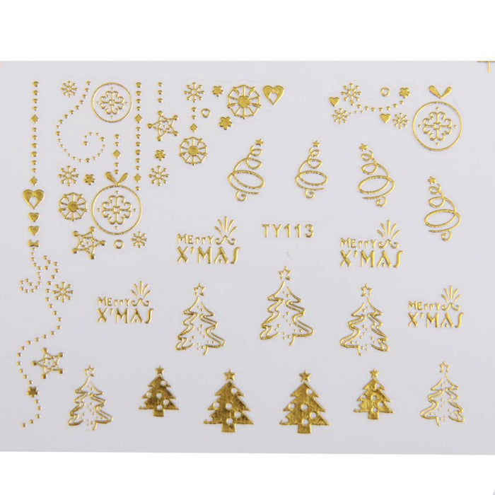 Crofta 1 Sheet 3D Mixed Christmas Design Nail Art Sticker Tips Manicure - Gold