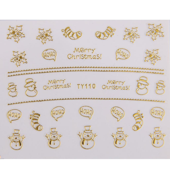 Crofta 1 Sheet 3D Mixed Christmas Design Nail Art Sticker Tips Manicure - Gold