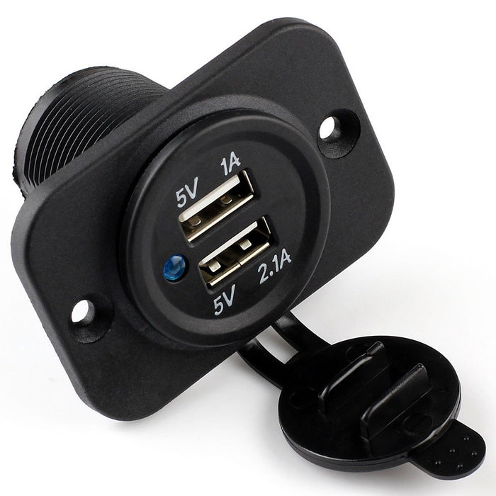 Crofta 1A/2.1A Charger Port Socket for Car Boat Motorcycle 12v Dual 2 USB Outlet