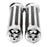 Crofta 1 pair Motorcycle Skull Stripe Chrome Hand Grips Handle Bar 1''