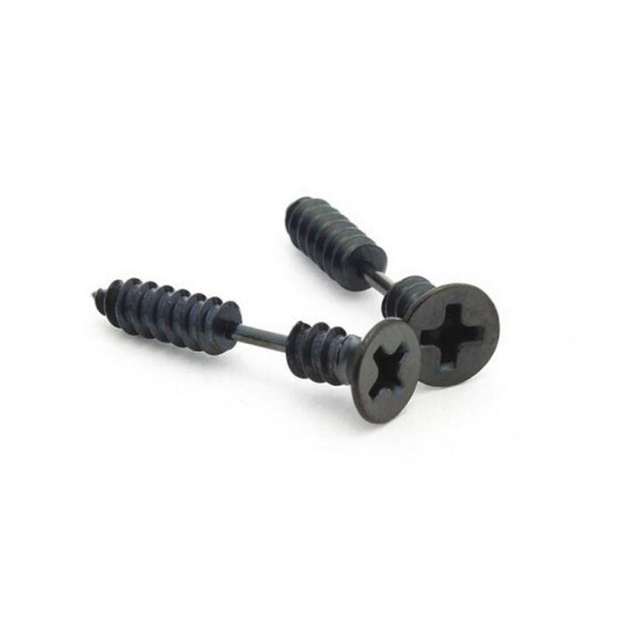 Crofta 1 Pair Men's Cool 316L stainless Steel Screw Earrings Ear Studs Black