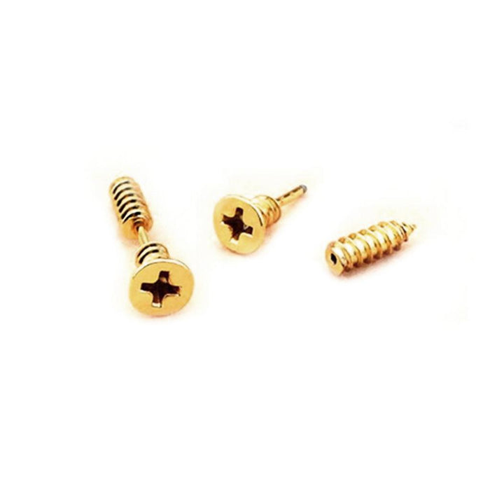 Crofta 1 Pair Men's Cool 316L stainless Steel Screw Earrings Ear Studs Golden