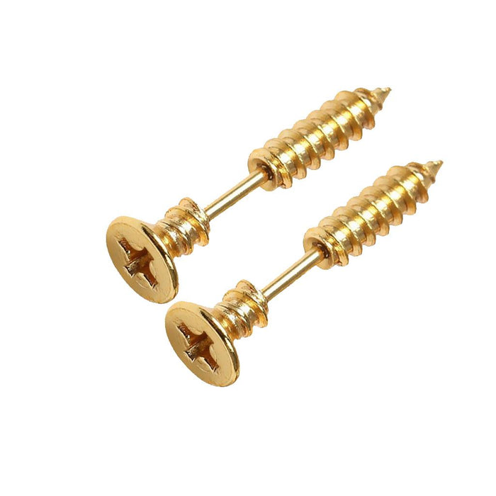 Crofta 1 Pair Men's Cool 316L stainless Steel Screw Earrings Ear Studs Golden