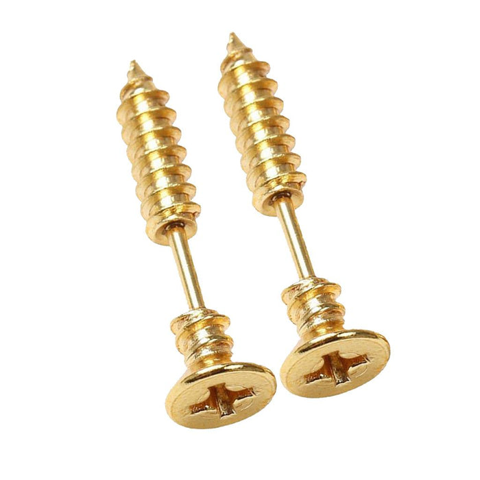 Crofta 1 Pair Men's Cool 316L stainless Steel Screw Earrings Ear Studs Golden