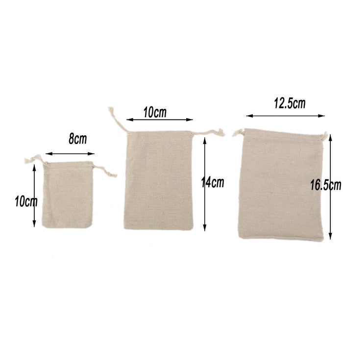 Crofta 10x BUrlap Jute Drawstring Pouch Gift Bags Wedding Xmas Sack 8x10cm