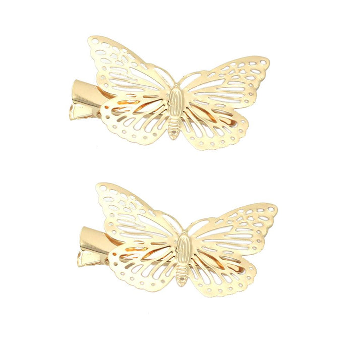 Crofta 1 Pair Women Ladies Gold Butterfly Hair clip Hairpin Accessory