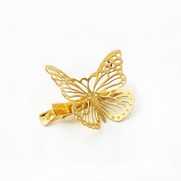 Crofta 1 Pair Women Ladies Gold Butterfly Hair clip Hairpin Accessory