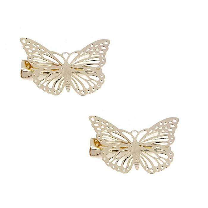 Crofta 1 Pair Women Ladies Gold Butterfly Hair clip Hairpin Accessory