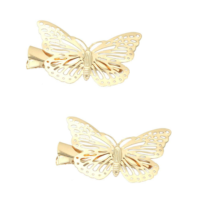 Crofta 1 Pair Women Ladies Gold Butterfly Hair clip Hairpin Accessory