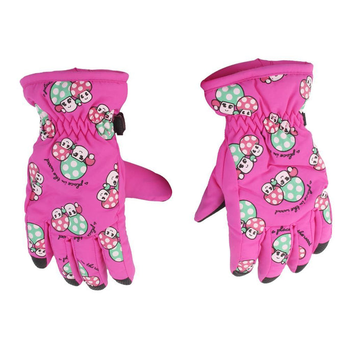 Crofta 1 Pair Winter Warm Breathable 2-4 Years Children Kids Ski Gloves Rose Pink