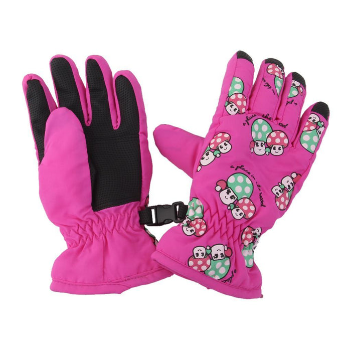 Crofta 1 Pair Winter Warm Breathable 2-4 Years Children Kids Ski Gloves Rose Pink