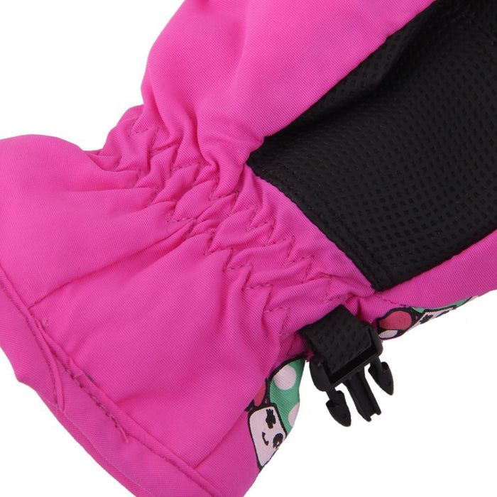 Crofta 1 Pair Winter Warm Breathable 2-4 Years Children Kids Ski Gloves Rose Pink