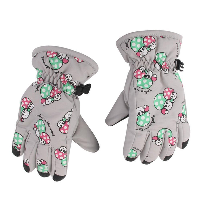 Crofta 1 Pair Winter Warm Breathable 2-4 Years Children Kids Ski Gloves Light Gray