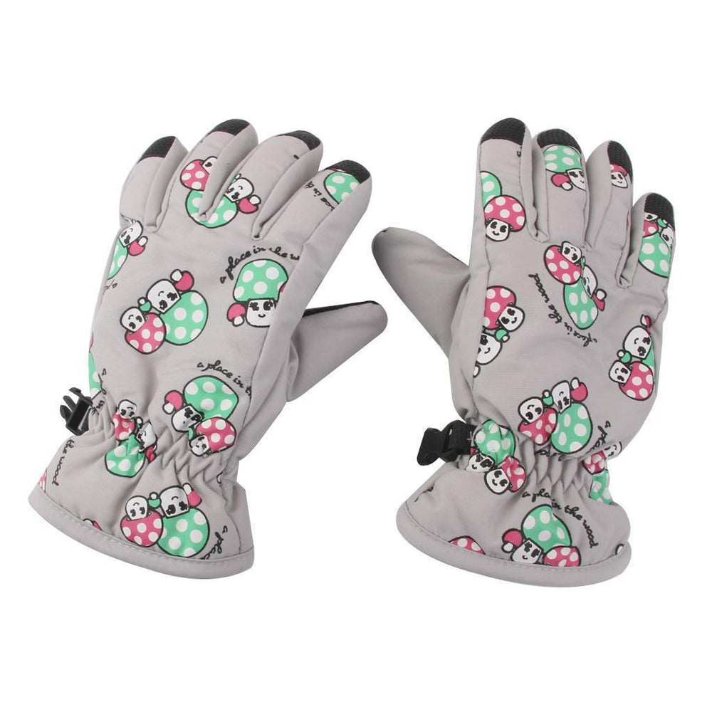 Crofta 1 Pair Winter Warm Breathable 2-4 Years Children Kids Ski Gloves Light Gray