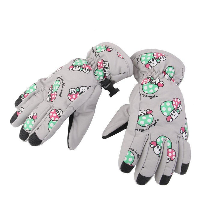 Crofta 1 Pair Winter Warm Breathable 2-4 Years Children Kids Ski Gloves Light Gray