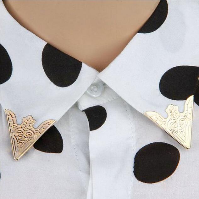 Crofta 2 Pairs Blouse Shirt Metal Pointed Collar Clips Wing Tips Brooch Pin