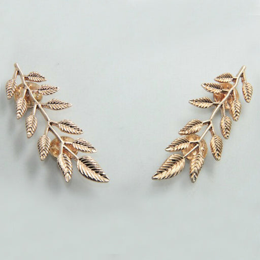 Crofta Women's Vintage Fashion Punk Style Leaf Collar Lapel Pin Brooch Gold 1 Pair