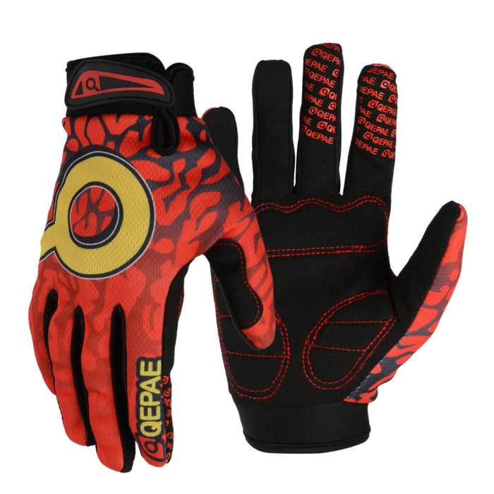 Crofta Winter Outdoor Sports Cycling Bike Bicycle Full Finger Gloves Red Yellow L