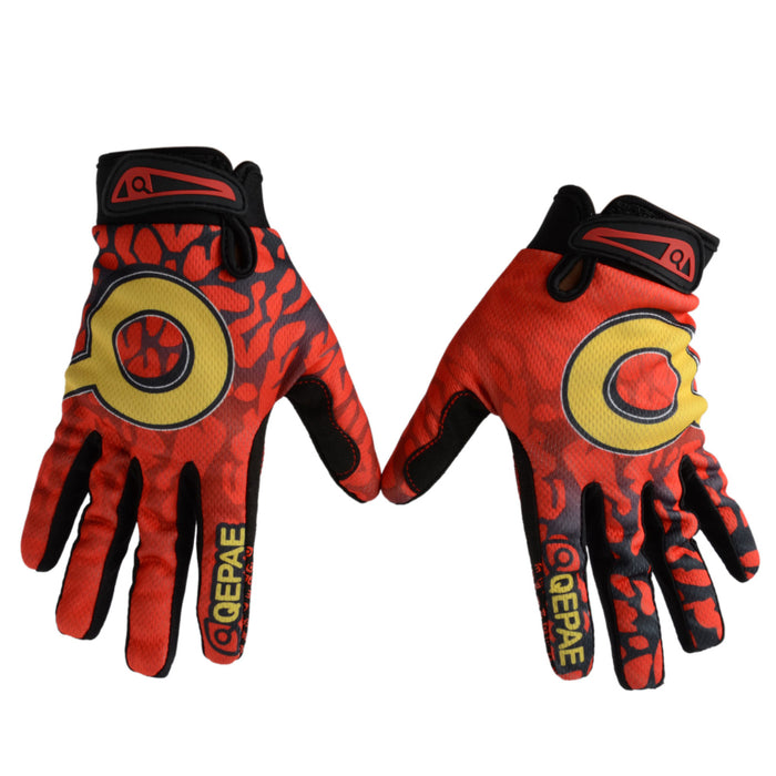 Crofta Winter Outdoor Sports Cycling Bike Bicycle Full Finger Gloves Red Yellow L