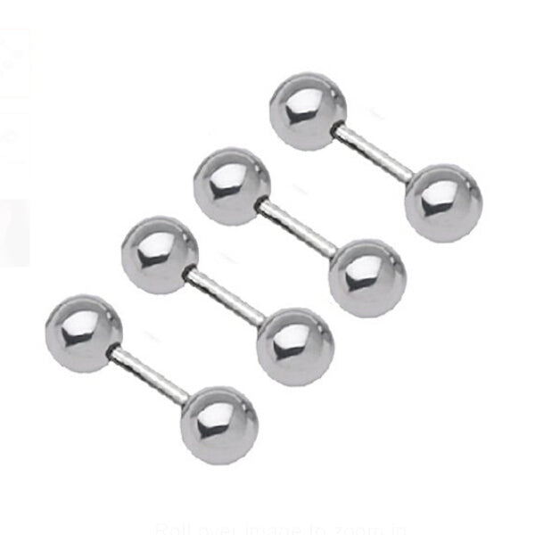 Crofta 16G Eyebrow Ear Nose Lip Rings Body Piercing Jewelry PACK OF 4PCS Silver 1.2mm  5mm